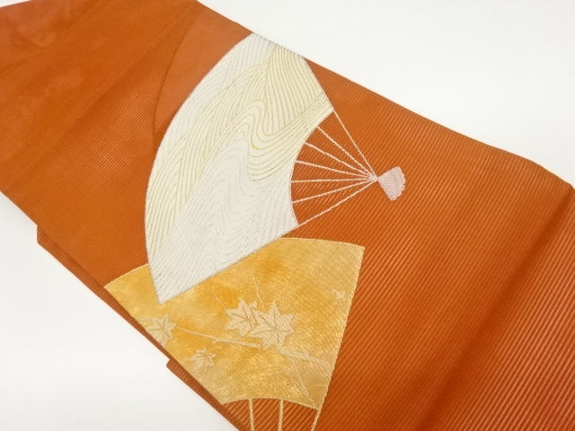 JAPANESE NAGOYA OBI FOR SUMMER / WOVEN MAPLE LEAVES